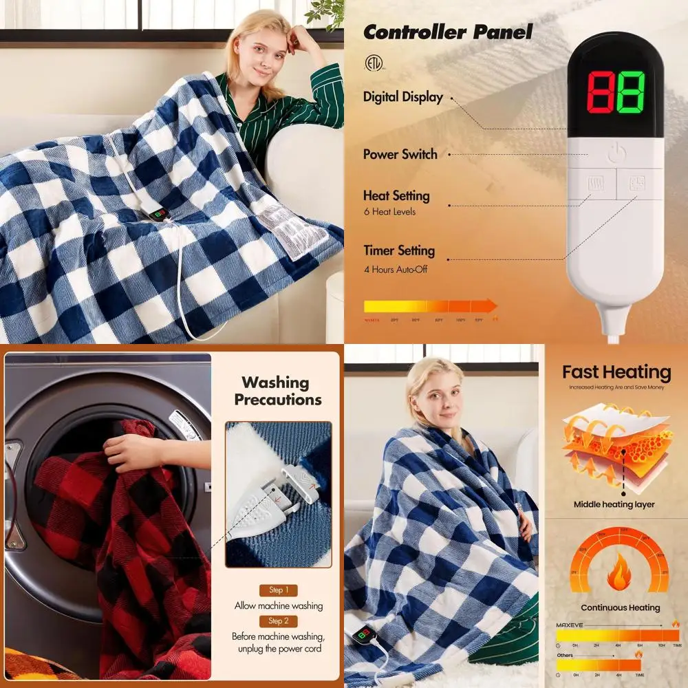 Электрическое одеяло с подогревом 62x84 дюймов, узор «шерпа-буйвол», рождественское, для односпальной кровати, 8 режимов нагрева, автоматическое отключение через 8 часов, быстрый нагрев, моющееся, увеличенный размер
Электрическое одеяло с подогревом 62x84 дюймов, узор «шерпа-буйвол», рождественское, для односпальной кровати, 8 режимов нагрева, автоматическое отключение через 8 часов, быстрый нагрев, моющееся, увеличенный размер