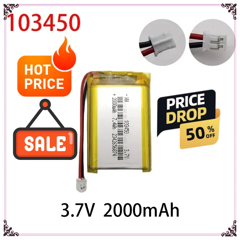 103450 Lipo Polymer Lithium 3.7V 2000mAh Rechargeable Battery for DVD Recorder Headset E-book Camera MP3 GPS Navigator
103450 Lipo Polymer Lithium 3.7V 2000mAh Rechargeable Battery for DVD Recorder Headset E-book Camera MP3 GPS Navigator