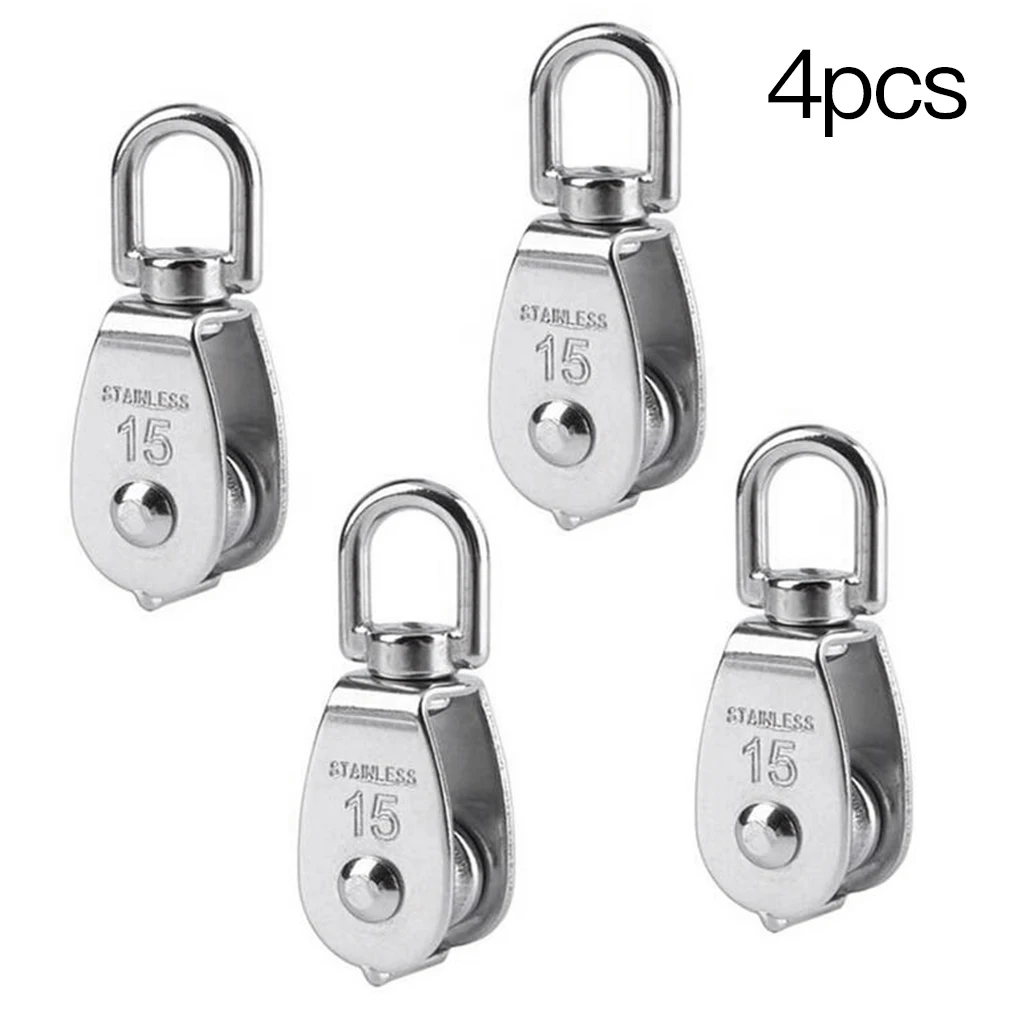 4pcs Stainless Steel Pulley M15 Single Wheel Swivel Lifting Rope Pulley Set Lifting Wheel Tools
4pcs Stainless Steel Pulley M15 Single Wheel Swivel Lifting Rope Pulley Set Lifting Wheel Tools