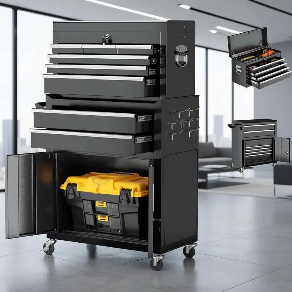 Portable Rolling Tool Chest with Lock, Detachable Cabinet on Wheels, Heavy-Duty Mechanic Organizer for Workshop Storage
Portable Rolling Tool Chest with Lock, Detachable Cabinet on Wheels, Heavy-Duty Mechanic Organizer for Workshop Storage