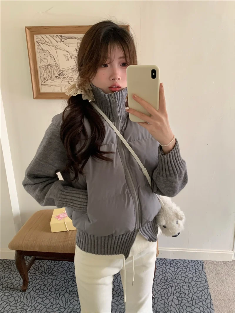 PPHOME Sli Knitted Splice Cotton Jaet ort Stand Collar Winter Slimming Outerwear for International Students 
PPHOME Sli Knitted Splice Cotton Jaet ort Stand Collar Winter Slimming Outerwear for International Students