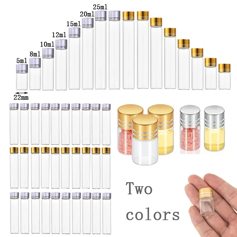 50Pcs 5ml-25ml Empty Aluminum Cap Glass Test Tube Bottle Mini Flat Bottom Straight Bottles Containers For Home Decoration Gravel
50Pcs 5ml-25ml Empty Aluminum Cap Glass Test Tube Bottle Mini Flat Bottom Straight Bottles Containers For Home Decoration Gravel