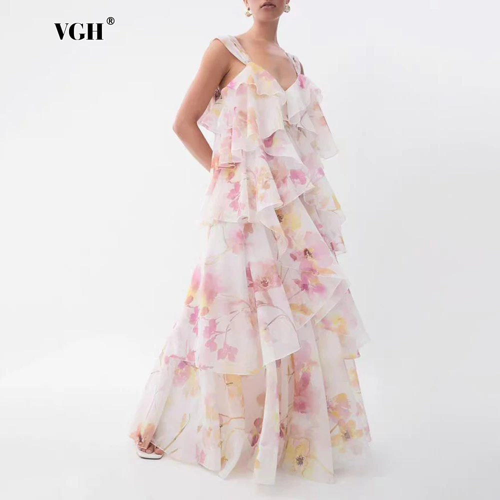 VGH Picnics Watercolor Floral Chiffon Maxi Dresses for Women V Neck Sleeveless Tiered Ruffles Flowed Skrit for Beach Vacations
VGH Picnics Watercolor Floral Chiffon Maxi Dresses for Women V Neck Sleeveless Tiered Ruffles Flowed Skrit for Beach Vacations