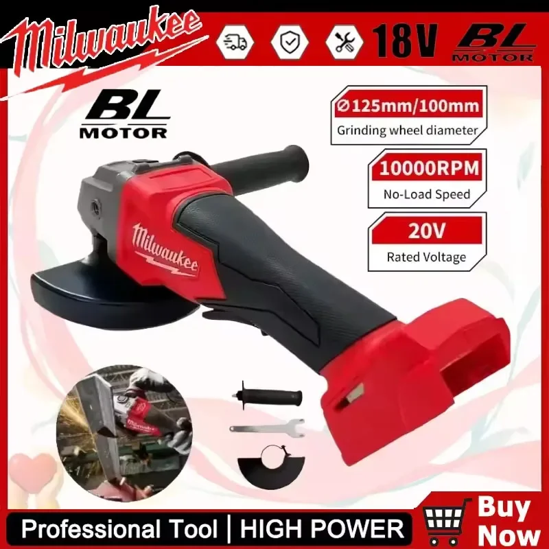 Milwaukee 125mm Brushless Angle Grinder 2025 Cordless Electric Power Tools with No-Lock Paddle Switch for Polishing And Cutting
Milwaukee 125mm Brushless Angle Grinder 2025 Cordless Electric Power Tools with No-Lock Paddle Switch for Polishing And Cutting