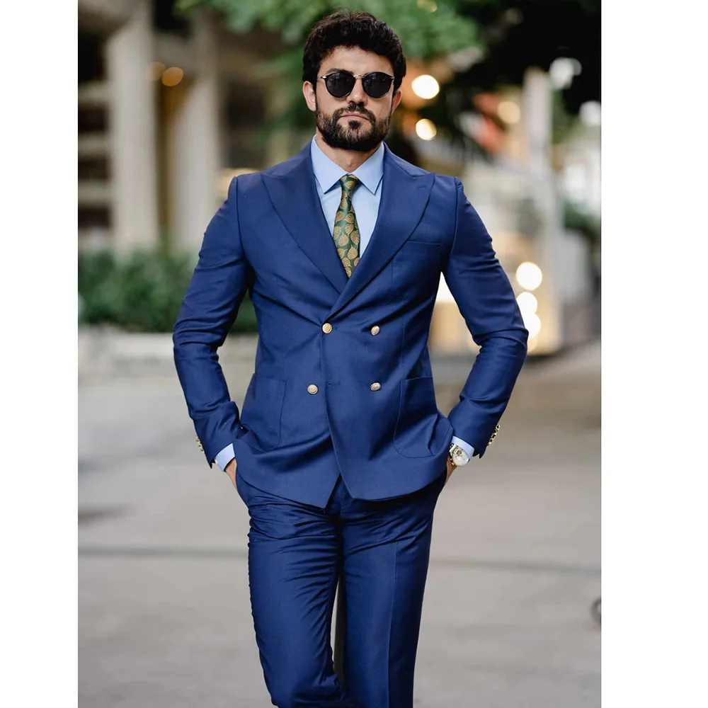 Double Breasted Blue Men Suits Blue Peak Lapel Luxury Blazer Formal Occasion Business 2 Piece Jacket Pants Custom Made Blazer
Double Breasted Blue Men Suits Blue Peak Lapel Luxury Blazer Formal Occasion Business 2 Piece Jacket Pants Custom Made Blazer