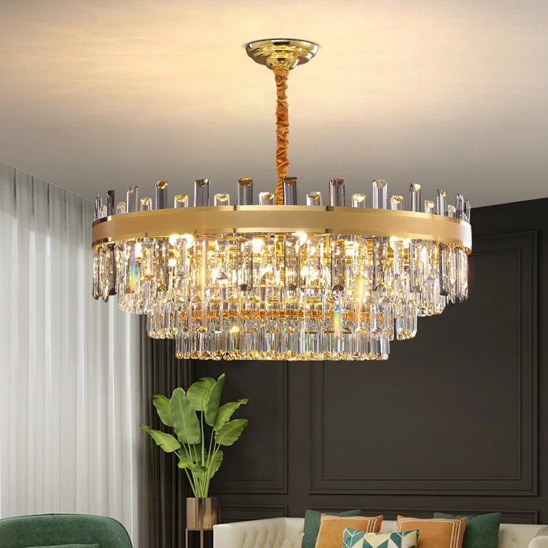 LED Clear Crystal Chandelier Light Indoor Lighting Gold Round Living Room Bedroom Rectangle Hanging Lamp Home Decorative Fixture
LED Clear Crystal Chandelier Light Indoor Lighting Gold Round Living Room Bedroom Rectangle Hanging Lamp Home Decorative Fixture