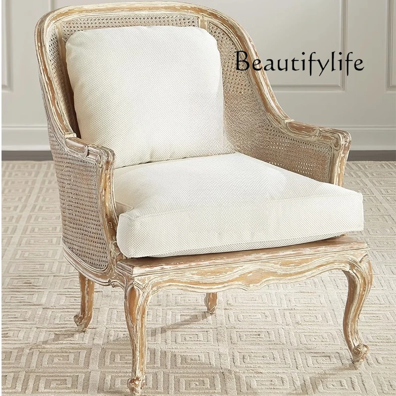 Rattan single sofa chair weathered white oak old wooden linen seat cushion casual rattan chair
Rattan single sofa chair weathered white oak old wooden linen seat cushion casual rattan chair