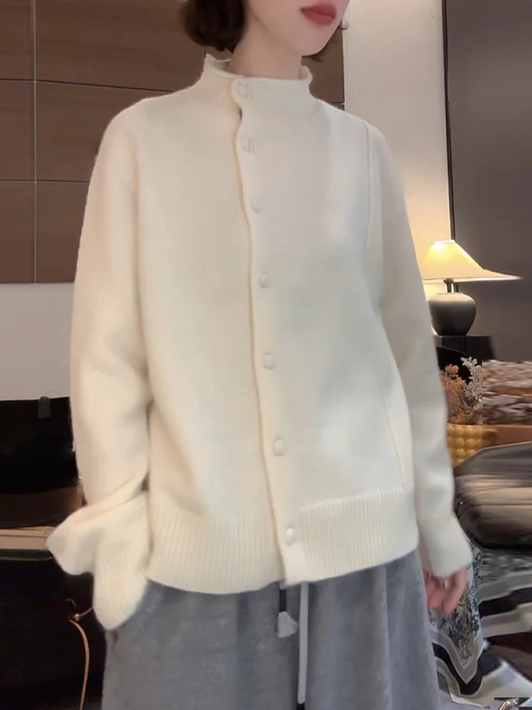 Spring Faion Color f High Collar Single Button Sweater Coat Women's Anti-Aging Whitening Top Commute Sle
Spring Faion Color f High Collar Single Button Sweater Coat Women's Anti-Aging Whitening Top Commute Sle