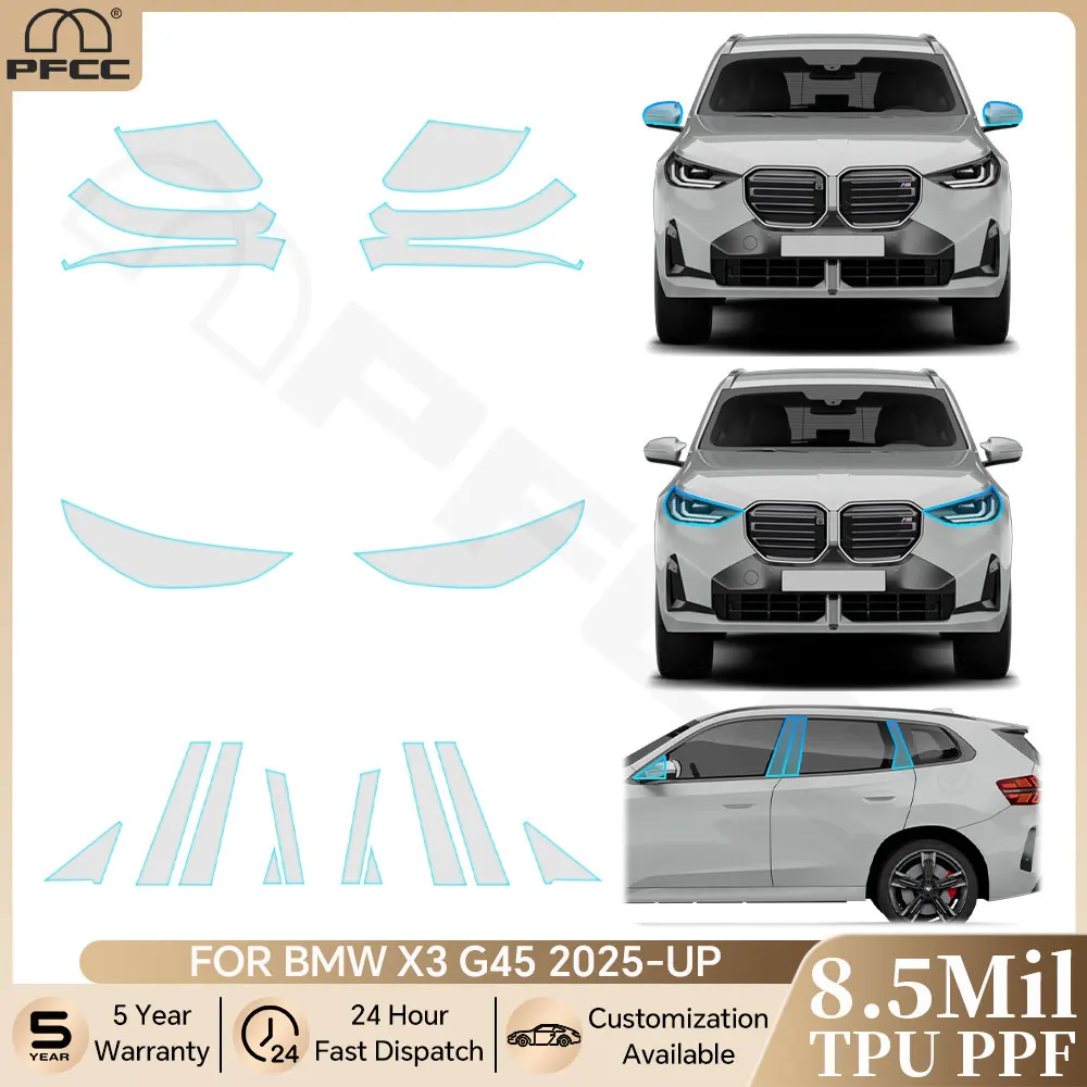 Headlight Rearview B C Pillars TPU Paint Protection Film For BMW X3 G45 Sport 30 M50 M Sport 2025 Pre-cut Clear PPF Anti-scratch
Headlight Rearview B C Pillars TPU Paint Protection Film For BMW X3 G45 Sport 30 M50 M Sport 2025 Pre-cut Clear PPF Anti-scratch