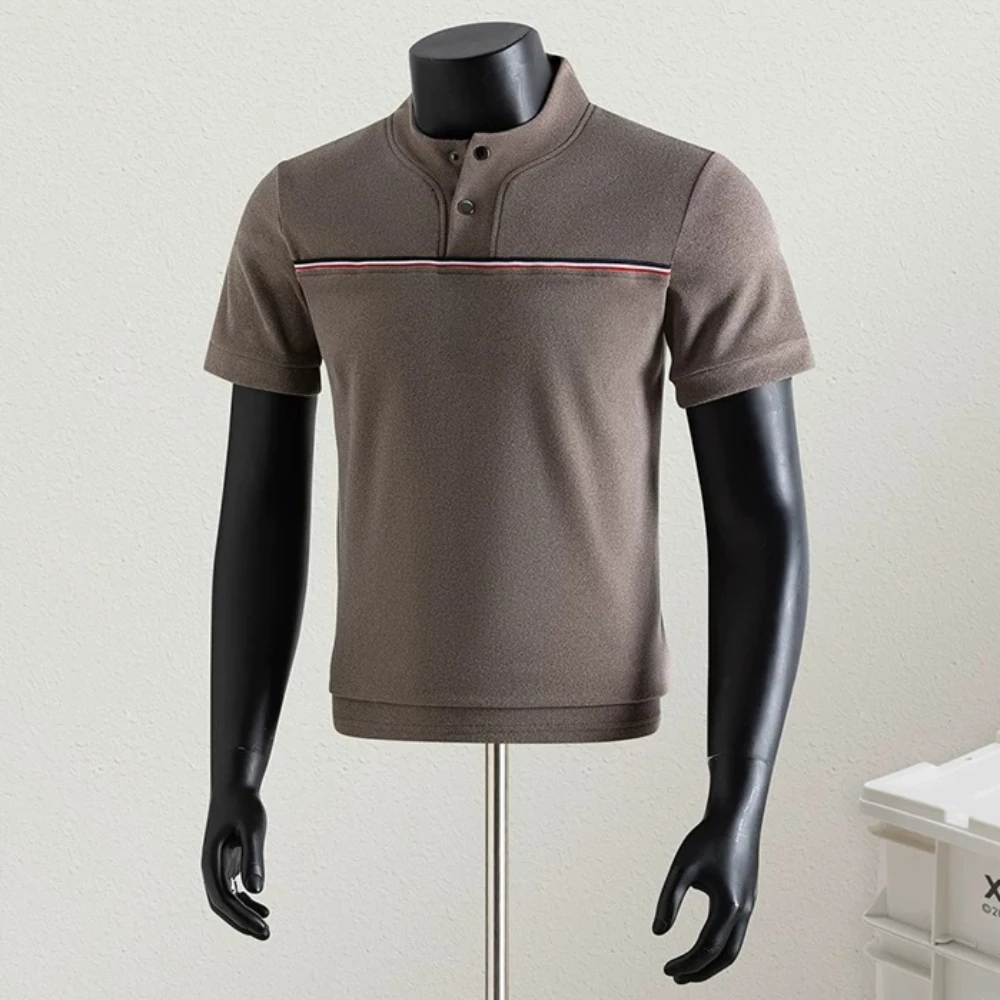 Fashion High Elasticity Henry Collar Polo Shirts Men's Versatile Slim Fit Short Sleeved T-shirt Casual Business Social T-shirts
Fashion High Elasticity Henry Collar Polo Shirts Men's Versatile Slim Fit Short Sleeved T-shirt Casual Business Social T-shirts