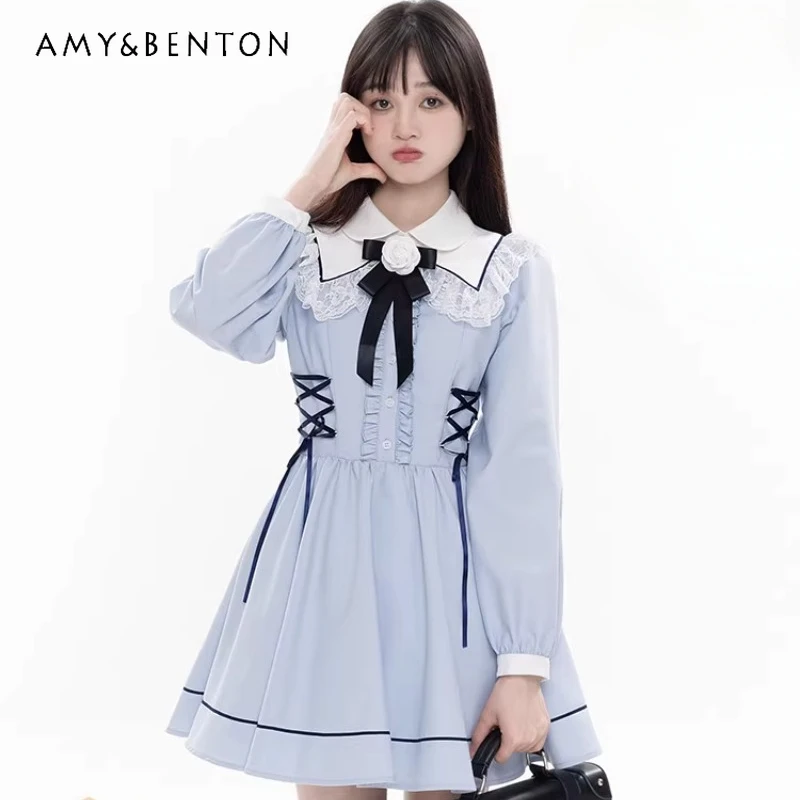 2024 New Japanese JK Vestidos Summer Long sleeved Solid Color French Waist Slimming Flip Collar A-line Dress Bow Ribbon Female
2024 New Japanese JK Vestidos Summer Long sleeved Solid Color French Waist Slimming Flip Collar A-line Dress Bow Ribbon Female