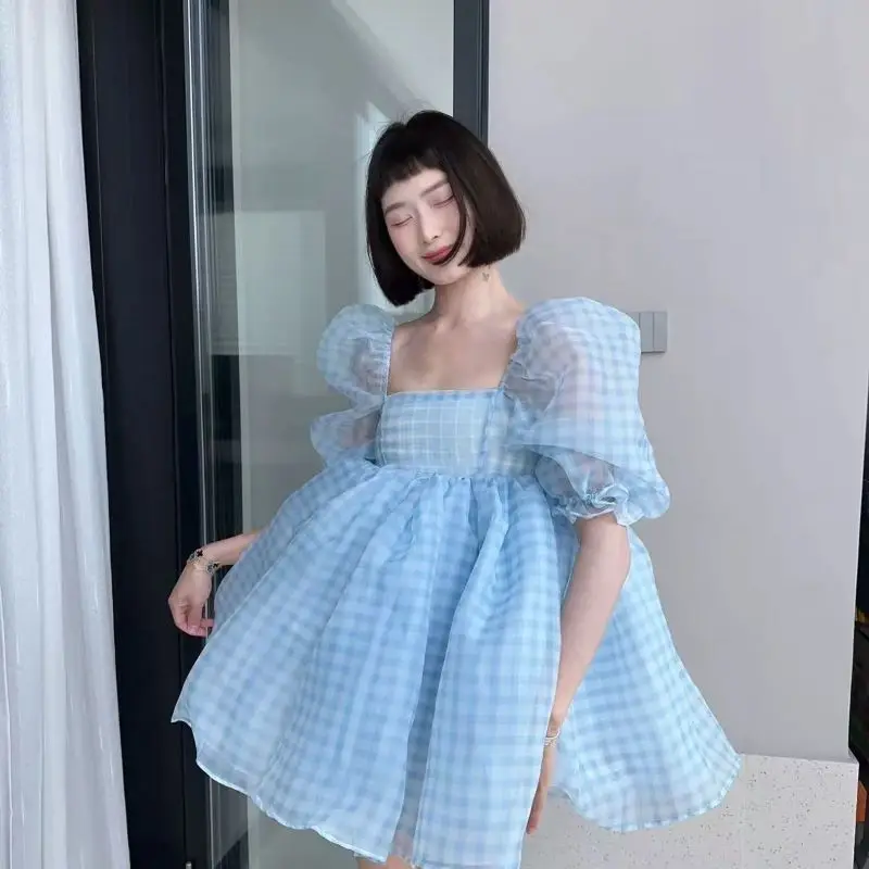 Blue Sweet Big Hem Dress Print Square Collar Puff Sleeve Fluffy Trendy Ladies Princess Mini Tutu Dress ABDL Tulle Cute Dress
Blue Sweet Big Hem Dress Print Square Collar Puff Sleeve Fluffy Trendy Ladies Princess Mini Tutu Dress ABDL Tulle Cute Dress
