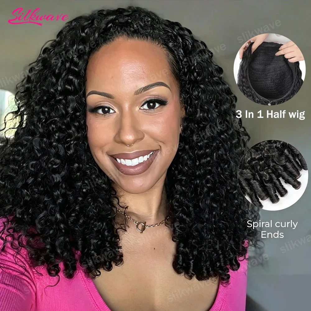 200 Density Burmese Curly Half Wig Human Hair Wear Go Glueless Wigs 3 In 1 Seamless Flip Over Drawstring Headband Wigs For Women
200 Density Burmese Curly Half Wig Human Hair Wear Go Glueless Wigs 3 In 1 Seamless Flip Over Drawstring Headband Wigs For Women