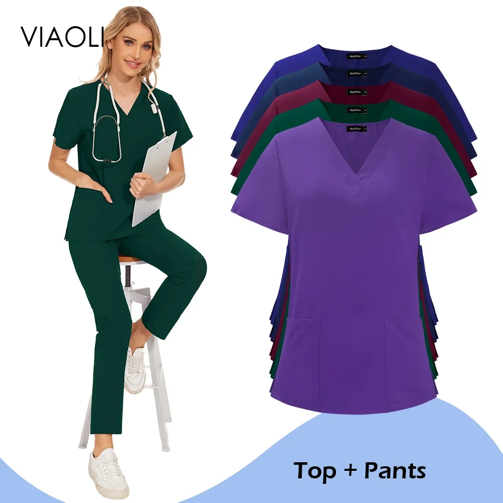 Nursing Accessories Solid Scrubs Beauty Uniforms Nurse Uniform for Women Science Laboratory Comfortable Medical Work Clothes Set
Nursing Accessories Solid Scrubs Beauty Uniforms Nurse Uniform for Women Science Laboratory Comfortable Medical Work Clothes Set