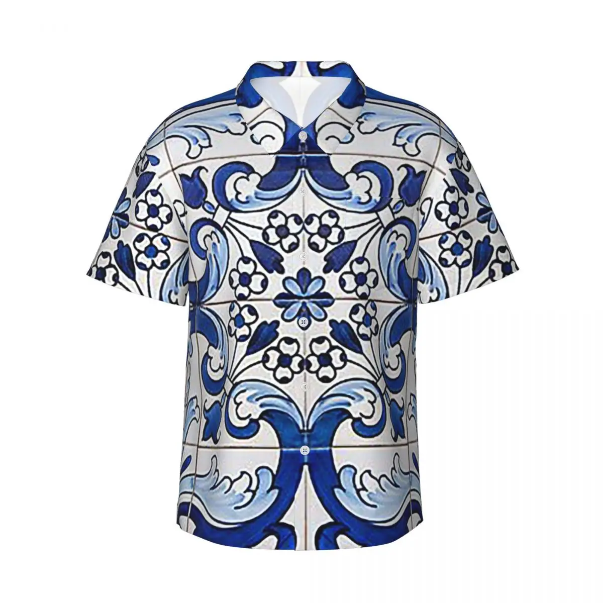 Antique Classic Lisbon Blue Azulejo Tile Floral Men's Shirts Hawaiian Short Sleeve Shirt Funny Lapel Tops for Summer Beach
Antique Classic Lisbon Blue Azulejo Tile Floral Men's Shirts Hawaiian Short Sleeve Shirt Funny Lapel Tops for Summer Beach