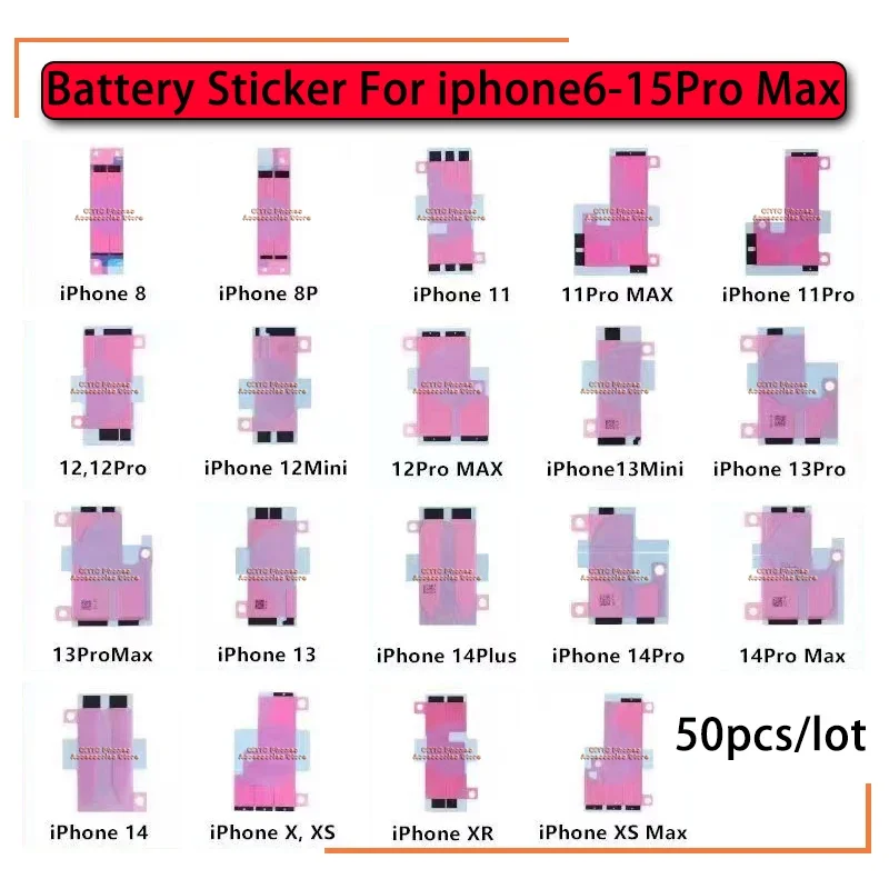 50Pcs Battery Sticker for iPhone 11 12 13 14 15 Pro Max X XR Xs Max 7 6 6s 8 Plus Battery Tape Adhesive Replacement Parts
50Pcs Battery Sticker for iPhone 11 12 13 14 15 Pro Max X XR Xs Max 7 6 6s 8 Plus Battery Tape Adhesive Replacement Parts