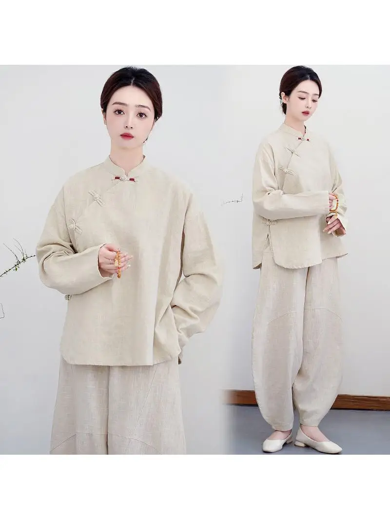 New Women's Zen Clothing Cotton Linen Set Simple Chinese Style Side Buttoned Top Monastery Lay Sister's Uniform Traditional P...
New Women's Zen Clothing Cotton Linen Set Simple Chinese Style Side Buttoned Top Monastery Lay Sister's Uniform Traditional P...