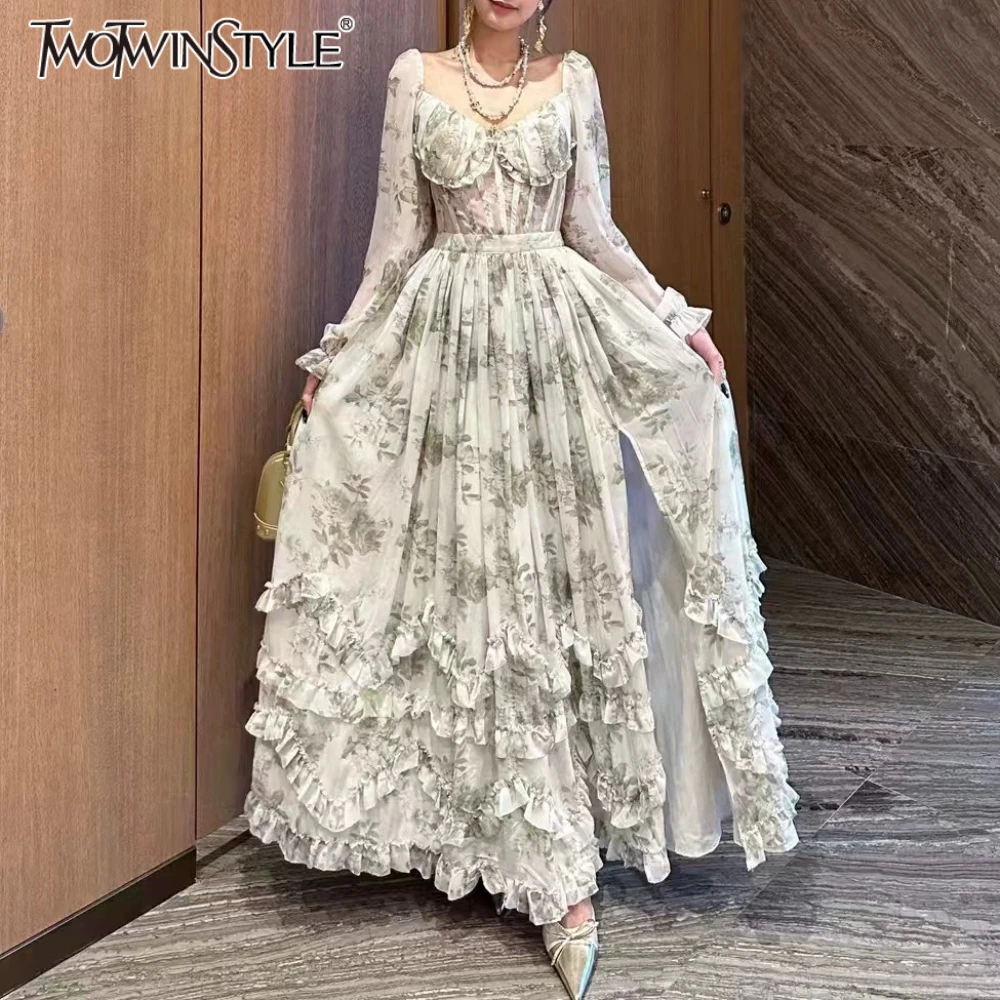 TWOTWINSTYLE Colorblock Slimming Printing Midi Dresses for Women Square Neck Long Sleeves Patchwork Fungus Midi Dress Female New
TWOTWINSTYLE Colorblock Slimming Printing Midi Dresses for Women Square Neck Long Sleeves Patchwork Fungus Midi Dress Female New