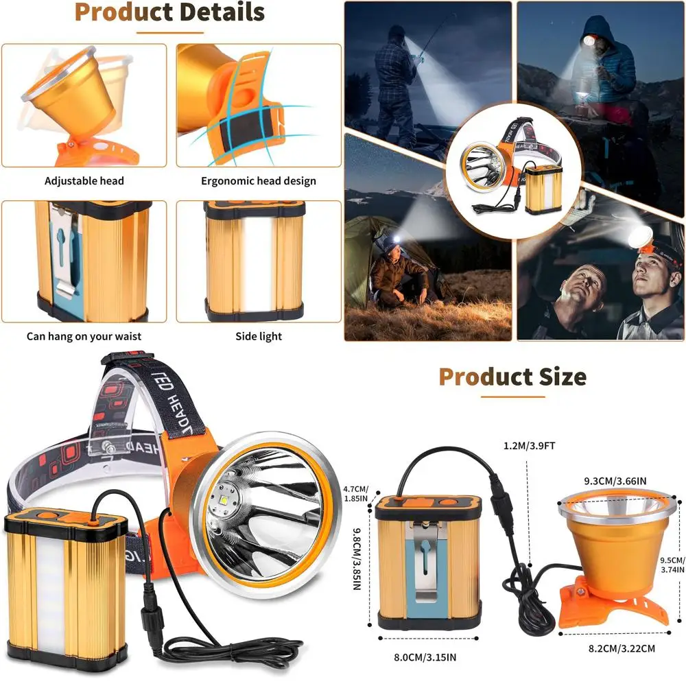 Rechargeable LED Headlamp - Waterproof, High-Power, 3 Lighting Modes for Outdoor Adventures
Rechargeable LED Headlamp - Waterproof, High-Power, 3 Lighting Modes for Outdoor Adventures