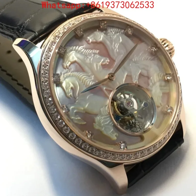 42mm Sapphire ST8000 Tourbillon Movement Watch. Shell Carving Men's Mechanical Watch
42mm Sapphire ST8000 Tourbillon Movement Watch. Shell Carving Men's Mechanical Watch