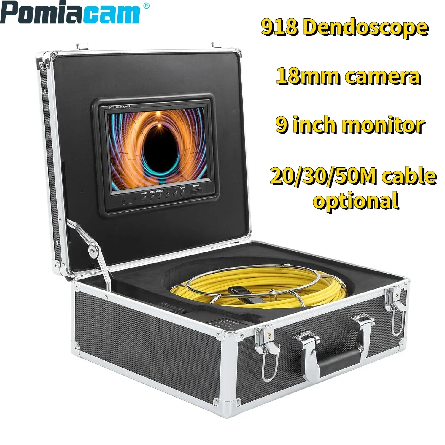 Pipe Endoscope 918D Drain Sewer Duct Inspection Camera Pipeline Borescope 9''LCD HD 1080P 18mm camera 20/30/50M cable
Pipe Endoscope 918D Drain Sewer Duct Inspection Camera Pipeline Borescope 9''LCD HD 1080P 18mm camera 20/30/50M cable