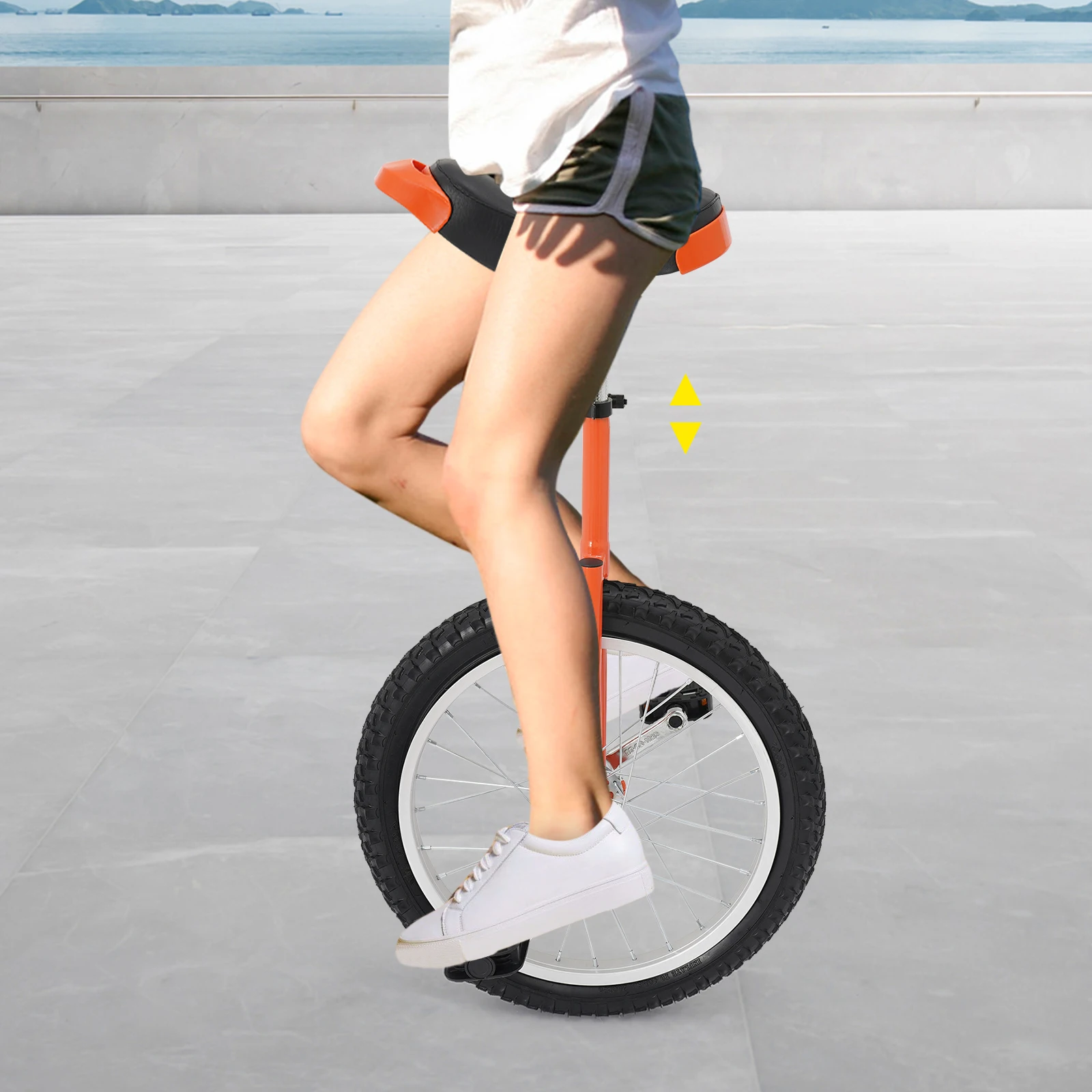Orange Outdoor Exercise Unicycle Single Wheel Bike with Adjustable Height Comfortable Seat And Knurled Seatpost for Fitness Riding
Orange Outdoor Exercise Unicycle Single Wheel Bike with Adjustable Height Comfortable Seat And Knurled Seatpost for Fitness Riding