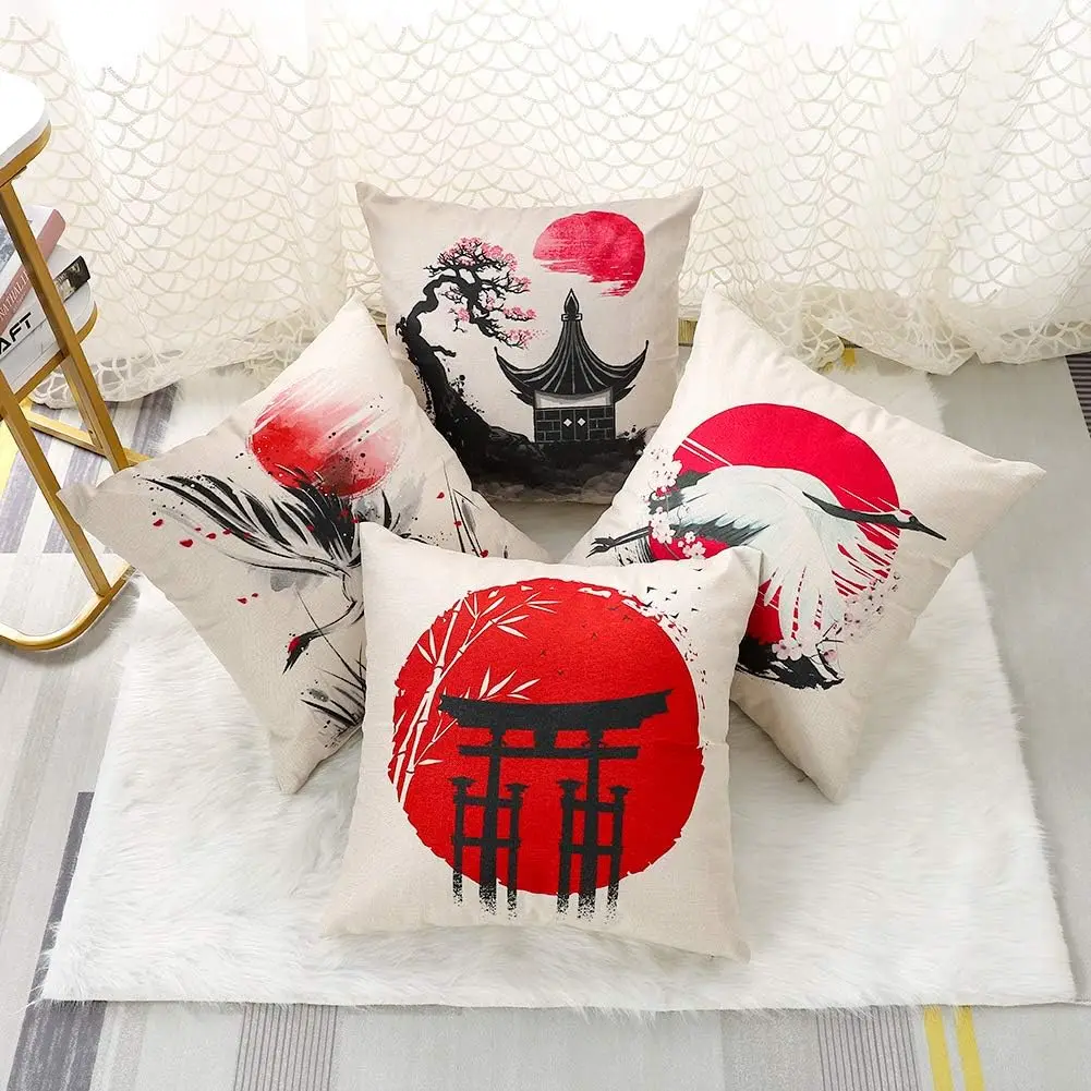 4pcs Crane Red Sun Torii Gate Pagoda Ink Wash Printed Pillow Cover Polyester Cushion Case 2D Flat Asian Zen Home Decor Now
4pcs Crane Red Sun Torii Gate Pagoda Ink Wash Printed Pillow Cover Polyester Cushion Case 2D Flat Asian Zen Home Decor Now