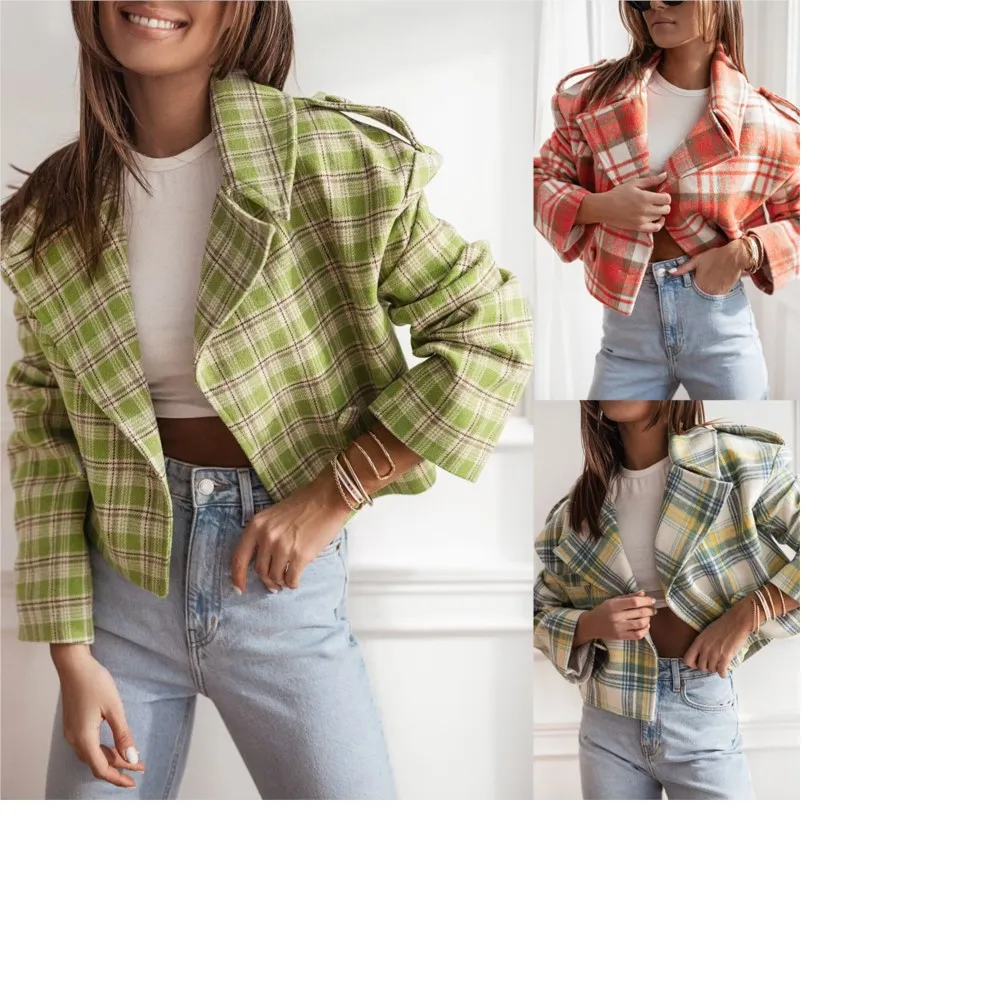 Suit Collar Plaid Printed Woolen Small Coat Woman Suit Vetement Femme Women Blazer Feminino Roupas Femininas Elegantes
Suit Collar Plaid Printed Woolen Small Coat Woman Suit Vetement Femme Women Blazer Feminino Roupas Femininas Elegantes