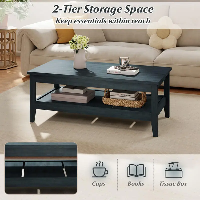 Farmhouse Coffee Table Rustic Cocktail Center Table with Thickened Tabletop-Blue
Farmhouse Coffee Table Rustic Cocktail Center Table with Thickened Tabletop-Blue