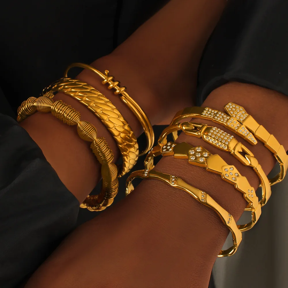 DIY accessories Guangdong decoration, a variety of cross-border stainless steel open bracelets, women's adjustable real gold ele
DIY accessories Guangdong decoration, a variety of cross-border stainless steel open bracelets, women's adjustable real gold ele