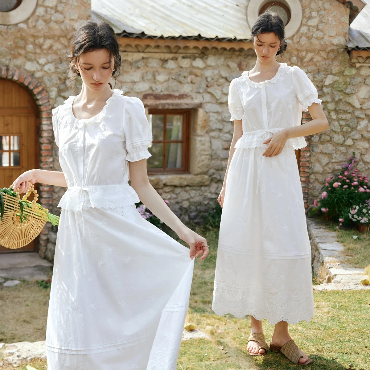 OLrain French Embroidered 2 Piece Set Women 2026 Summer Lace O-Neck Drawstring Tie Waist Top A-Line Skirt Outfit O58XE005850
OLrain French Embroidered 2 Piece Set Women 2026 Summer Lace O-Neck Drawstring Tie Waist Top A-Line Skirt Outfit O58XE005850