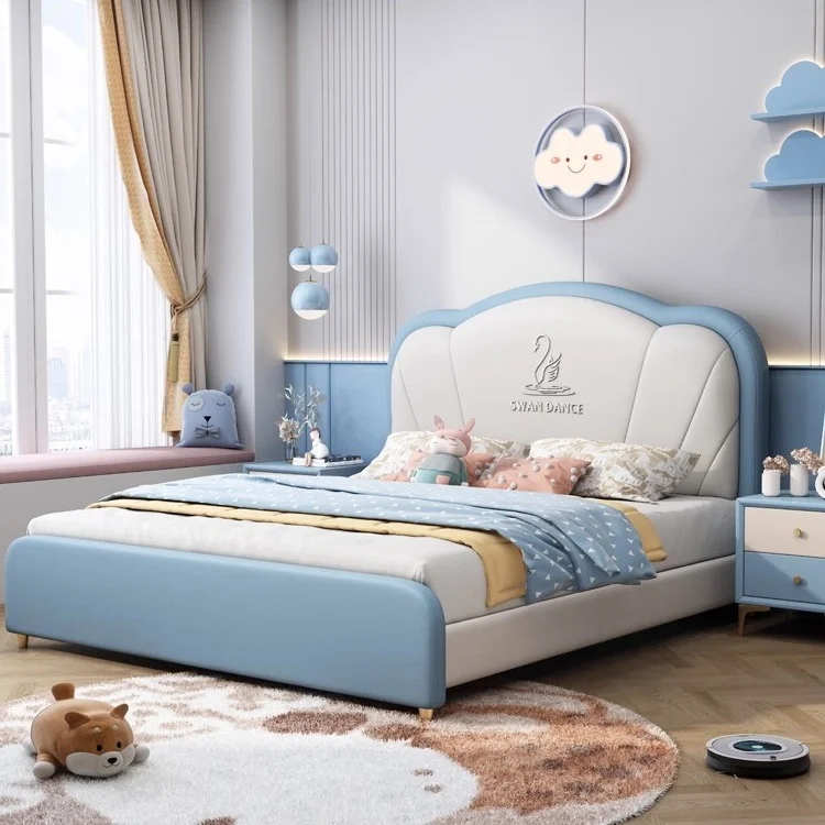 Modern Light Luxury Bedroom Children's Bed 1.5 Meters Boys' Blue Full Size Comfortable Pine Wood Frame Leather Upholstery Soft
Modern Light Luxury Bedroom Children's Bed 1.5 Meters Boys' Blue Full Size Comfortable Pine Wood Frame Leather Upholstery Soft