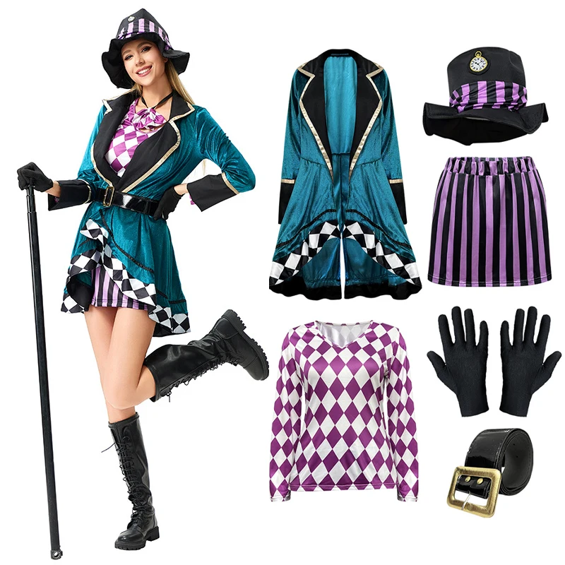 Mad Hatter Alice Wonderland Magician Cosplay Costume Circus Jacket Hat Adult Halloween Carnival Theater Performance Outfit
Mad Hatter Alice Wonderland Magician Cosplay Costume Circus Jacket Hat Adult Halloween Carnival Theater Performance Outfit