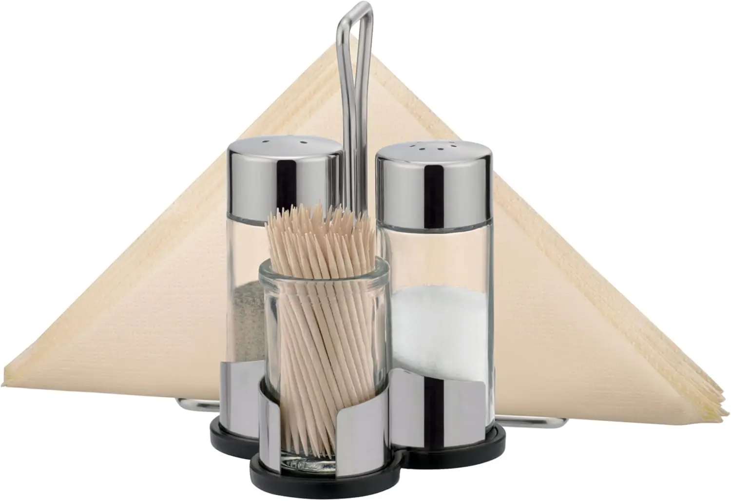 Stainless Steel Salt & Pepper Shaker Set with Toothpick & Napkin Holder
Stainless Steel Salt & Pepper Shaker Set with Toothpick & Napkin Holder