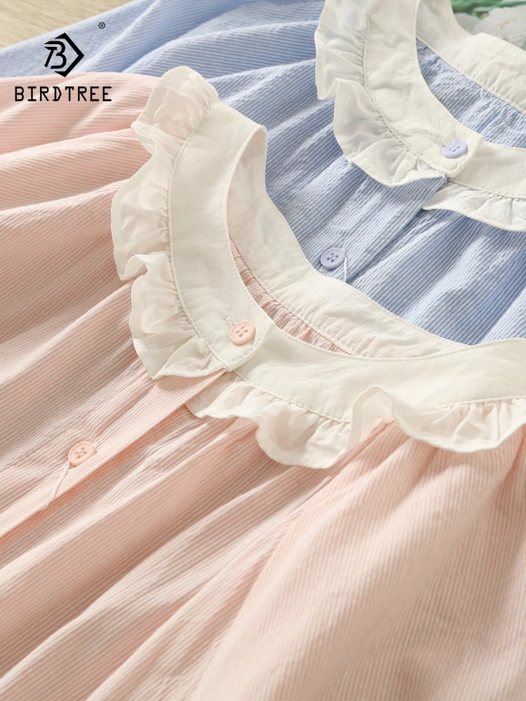 New 2026 Summer Women Cotton Short Sleeve Shirt, O Neck Ruffles Striped, Mori Girl Fashion Age Reduction Loose Blouse T65053CC
New 2026 Summer Women Cotton Short Sleeve Shirt, O Neck Ruffles Striped, Mori Girl Fashion Age Reduction Loose Blouse T65053CC