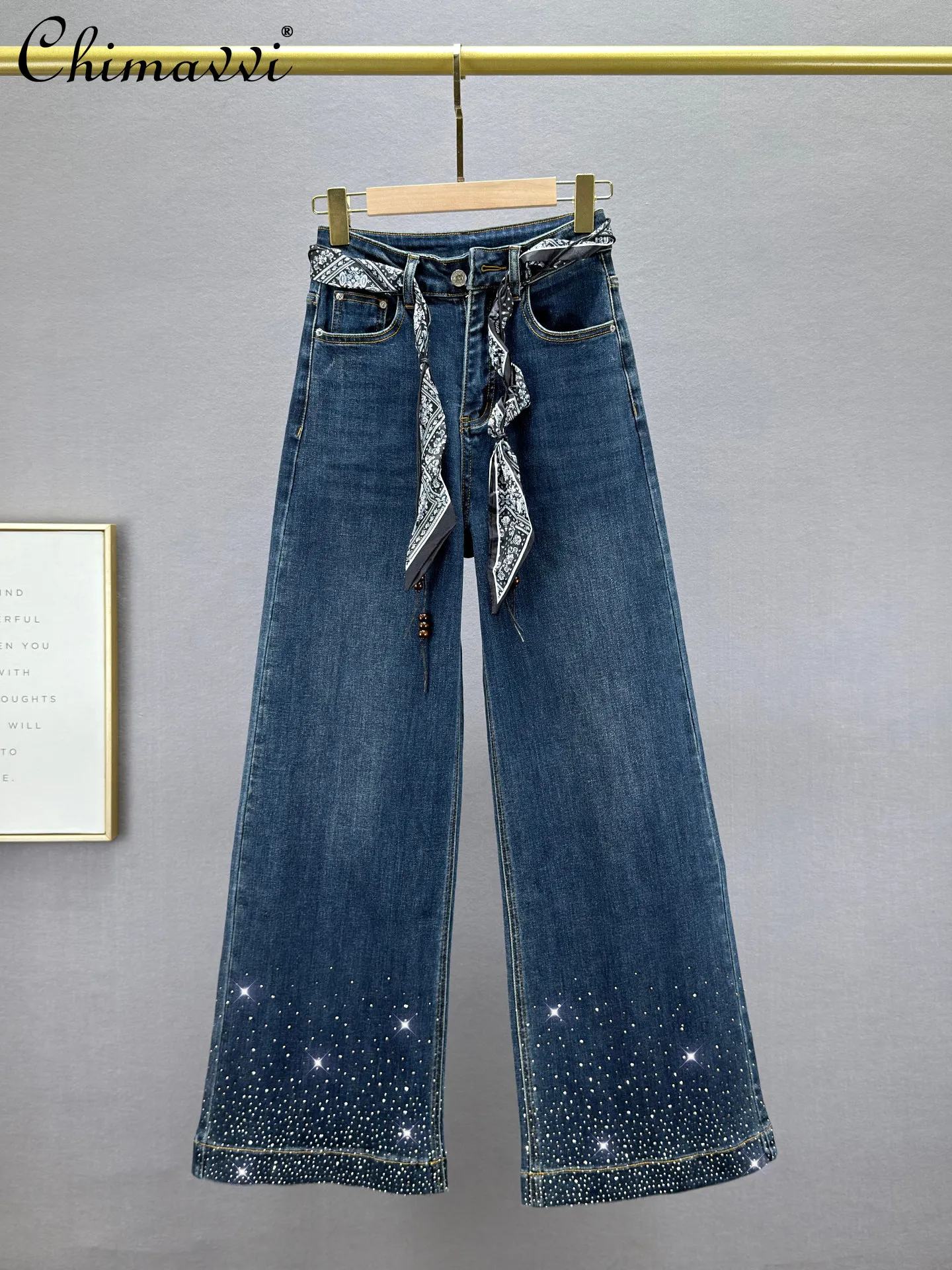 Women's Rhinestone Embellished Straight-Leg Jeans Spring New High-Waisted Loose Fit Slim European Distressed Extra Long Pants
Women's Rhinestone Embellished Straight-Leg Jeans Spring New High-Waisted Loose Fit Slim European Distressed Extra Long Pants