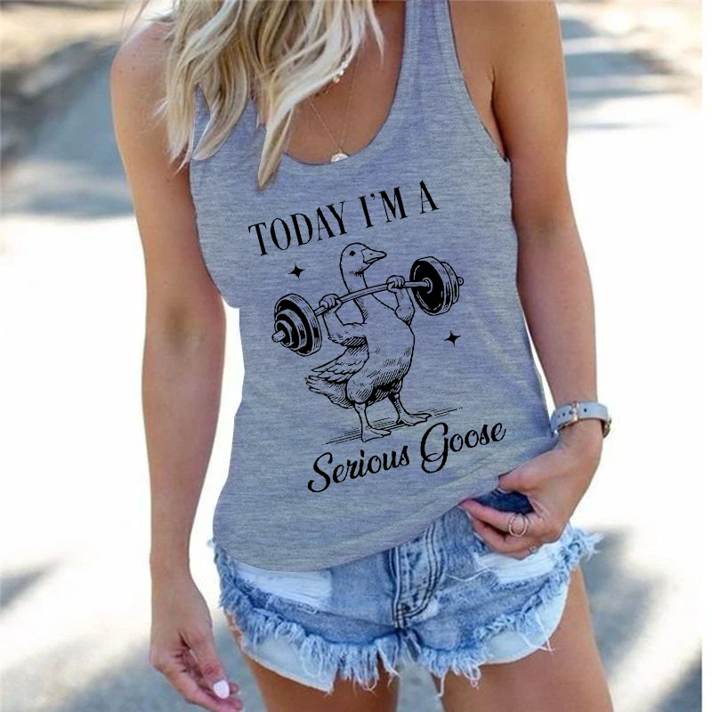 Summer Fun Fitness Goose Sleeveless Vest Women "Today I'm A Serious Goose" Graphic Fashion Racerback Tank Tops
Summer Fun Fitness Goose Sleeveless Vest Women "Today I'm A Serious Goose" Graphic Fashion Racerback Tank Tops