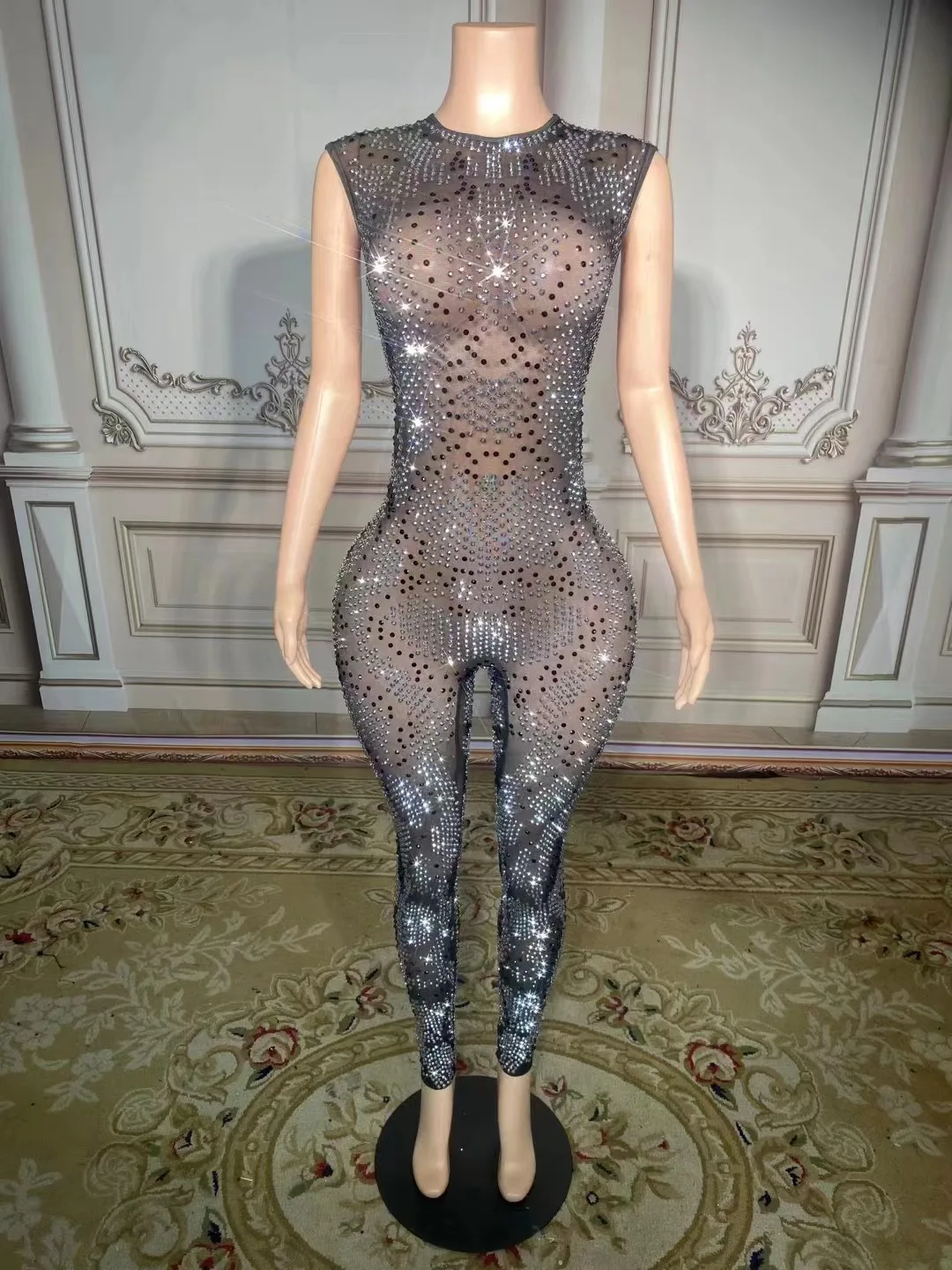 Sparkly Rhinestones Jumpsuit for Women Sexy Sleeveless Mesh See Through Celebrate Party Birthday Outfit Dancer Singer Stage Wear
Sparkly Rhinestones Jumpsuit for Women Sexy Sleeveless Mesh See Through Celebrate Party Birthday Outfit Dancer Singer Stage Wear