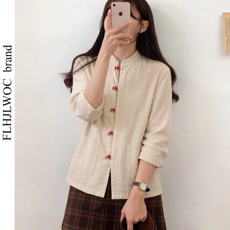 Cotton Linen Tops Chinese Style Chi-pao Stand Collar Design 2026 Women Girls Casual Elegant Retro Red White Shirt Blouse Vintage
Cotton Linen Tops Chinese Style Chi-pao Stand Collar Design 2026 Women Girls Casual Elegant Retro Red White Shirt Blouse Vintage