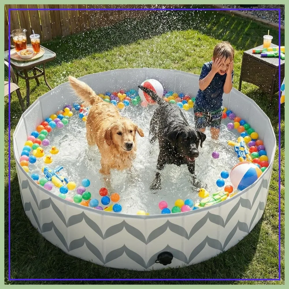 Foldable Hard Plastic Dog Pool for Large Dogs, Heavy Duty 0.5mm PVC with Non-Slip Bottom, Portable Pet Swimming Pool for Backyard Summer, 63"
Foldable Hard Plastic Dog Pool for Large Dogs, Heavy Duty 0.5mm PVC with Non-Slip Bottom, Portable Pet Swimming Pool for Backyard Summer, 63"