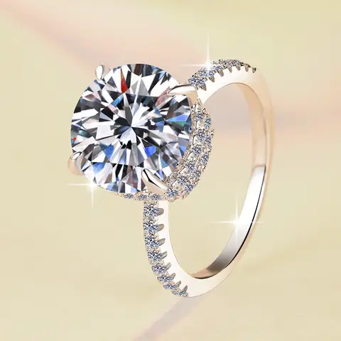 Elegant Ring Women's 5 Carat Moissanite PT950 Platinum - 5 Carat Dazzling Shine, Minimalist Luxury Style, Daily Wear Pick