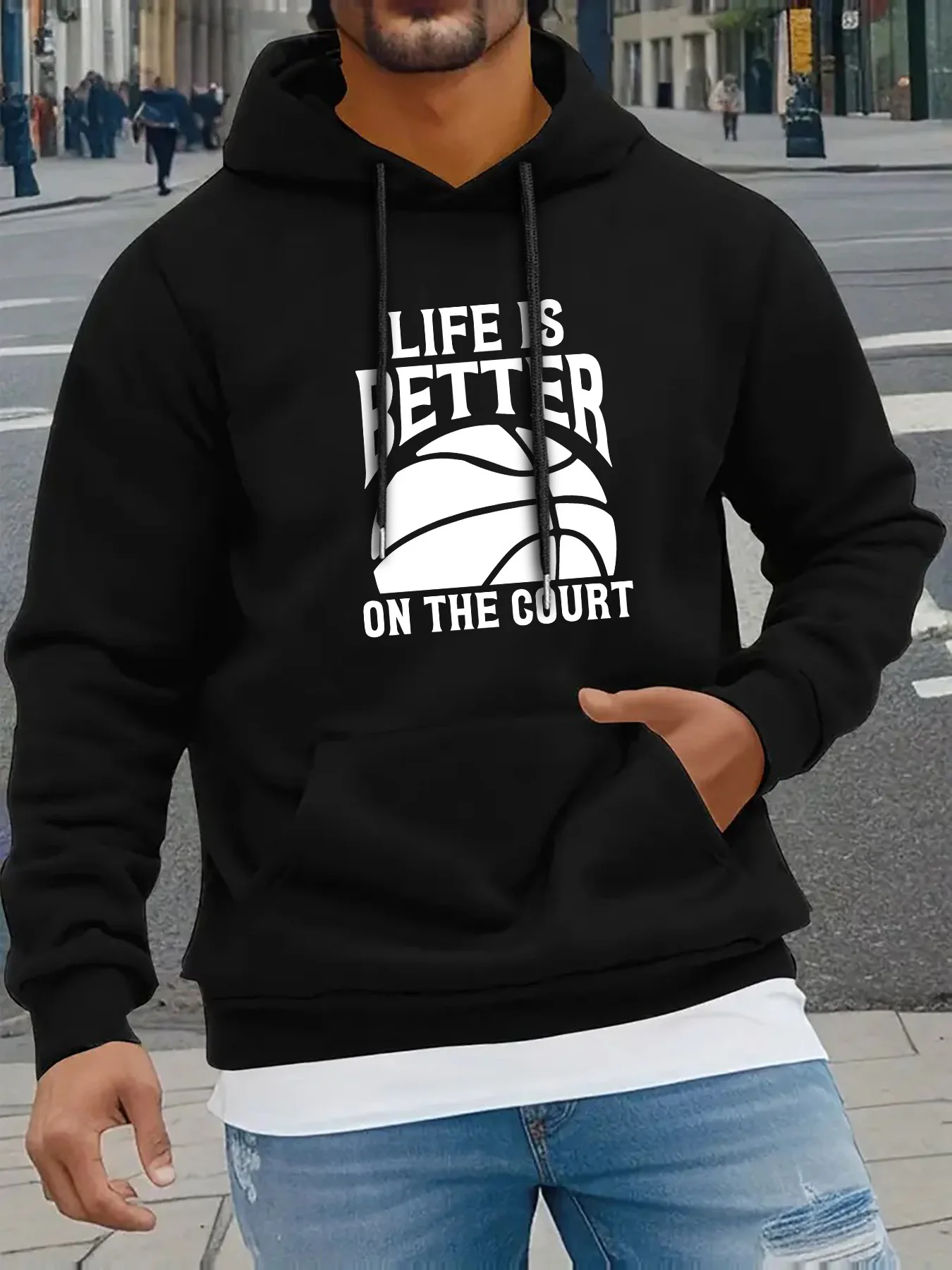 Мужская пуловер с капюшоном и баскетбольным рисунком, с завязкой и карманом-кенгуру, повседневный пуловер с капюшоном
Мужская пуловер с капюшоном и баскетбольным рисунком, с завязкой и карманом-кенгуру, повседневный пуловер с капюшоном