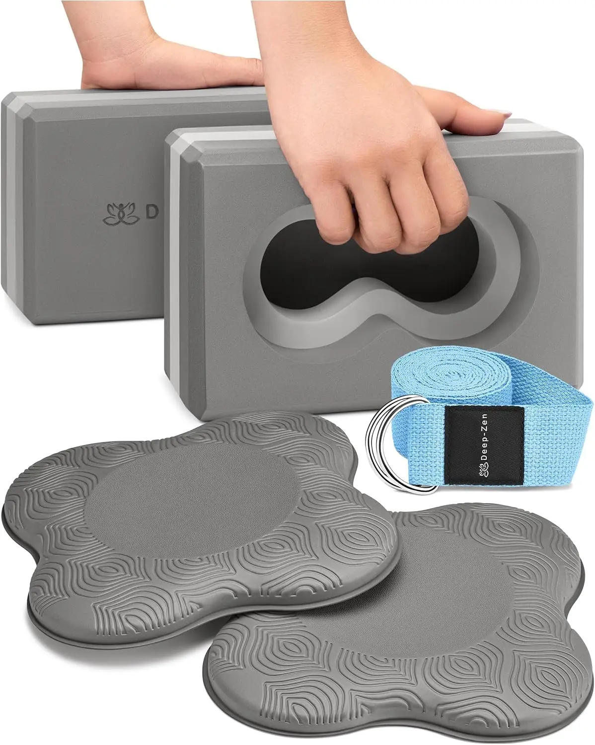Yoga Blocks 2 Pack with Knee Pads and Strap for Wrist Support, Durable Foam Yoga Bricks for Pilates and Stretching
Yoga Blocks 2 Pack with Knee Pads and Strap for Wrist Support, Durable Foam Yoga Bricks for Pilates and Stretching