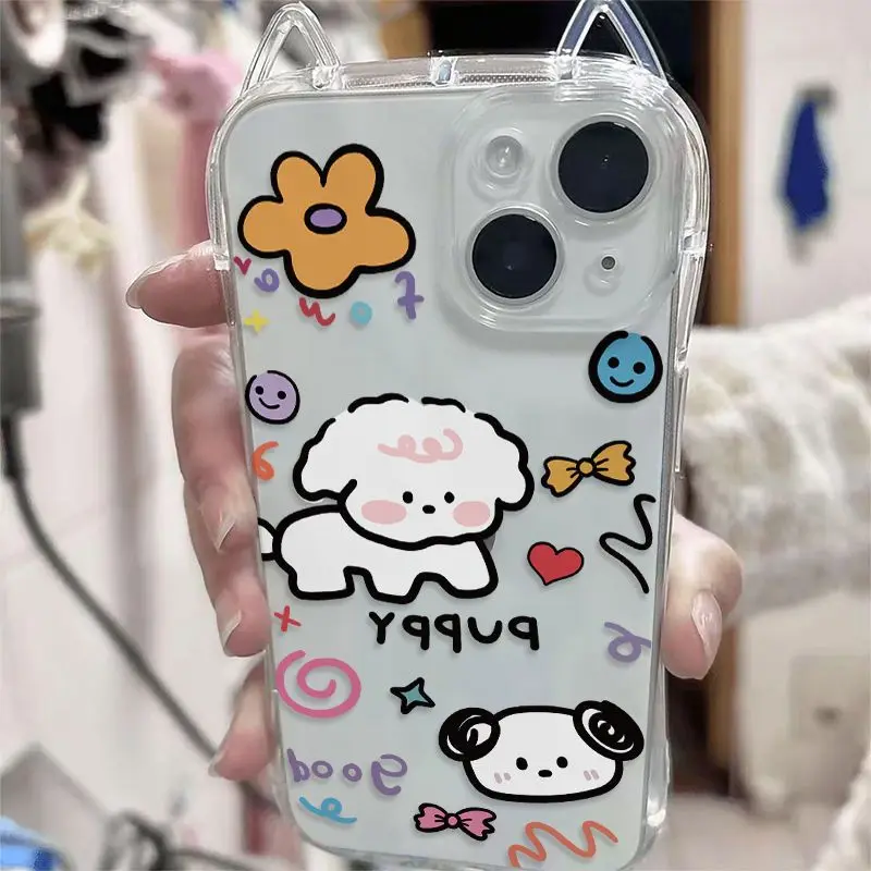 Прозрачный чехол для телефона с кошачьими ушками и щенками для iPhone 16, 15, 14, 13, 12, 11 Pro XS Max 7, 8 Plus Advanced Y2K, минималистичный чехол для телефона 
Прозрачный чехол для телефона с кошачьими ушками и щенками для iPhone 16, 15, 14, 13, 12, 11 Pro XS Max 7, 8 Plus Advanced Y2K, минималистичный чехол для телефона