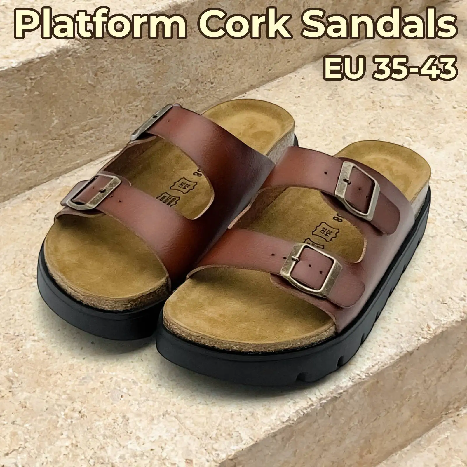 Unisex Chunky Platform Cork Sandals Memory Foam Luxury Genuine Leather Insole Open-toe Mules Slides Slip-on Clogs Shoe Women Men
Unisex Chunky Platform Cork Sandals Memory Foam Luxury Genuine Leather Insole Open-toe Mules Slides Slip-on Clogs Shoe Women Men
