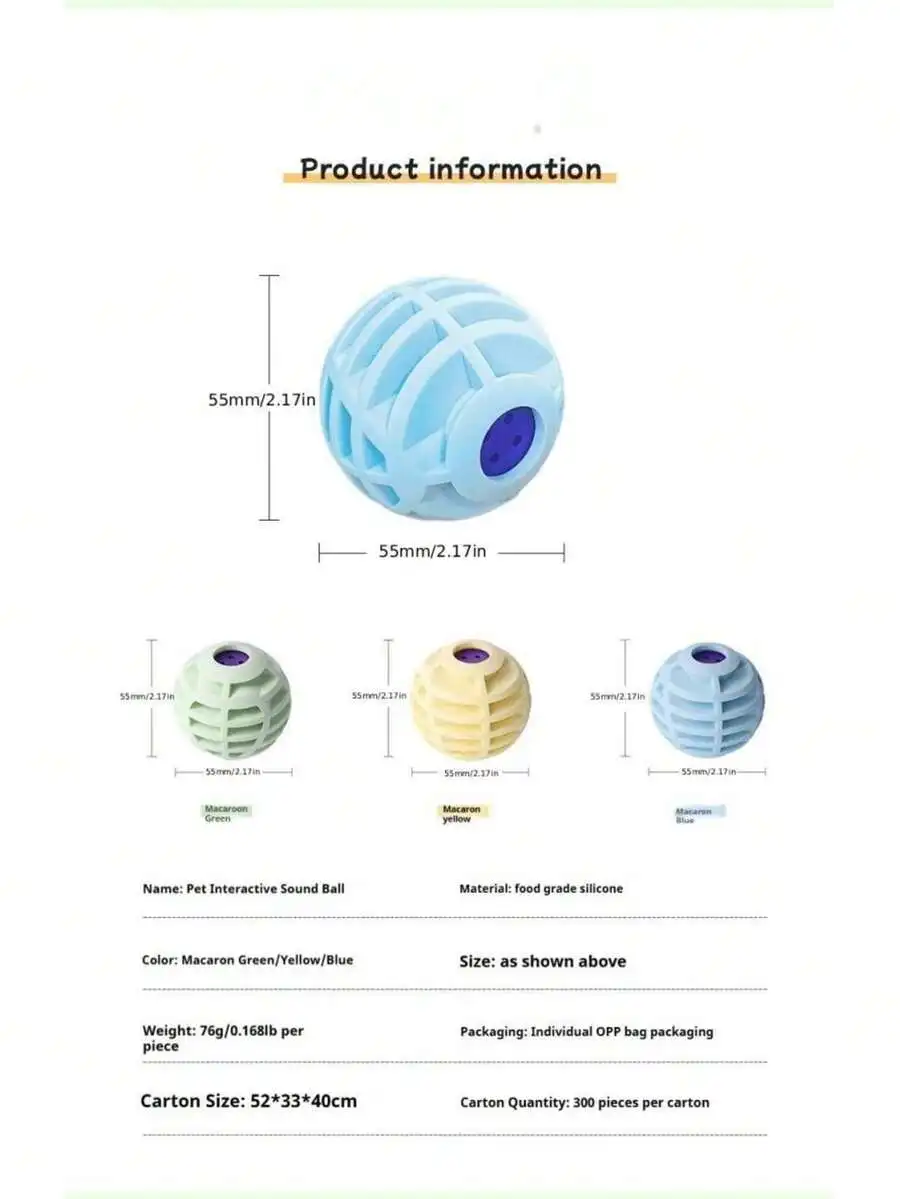 Pet Interactive Sound Ball For Dogs And Cats, Durable Silicone Chew Toy With Rolling Design
Pet Interactive Sound Ball For Dogs And Cats, Durable Silicone Chew Toy With Rolling Design