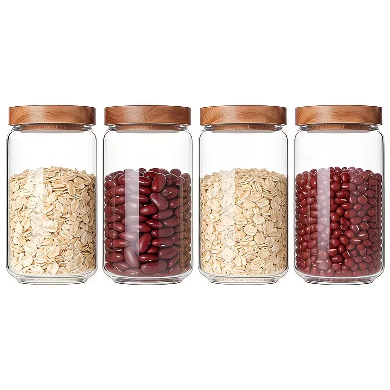 4 set Glass Food Storage Containers with Wooden Lids Large Glass Food Storage Jars for Coffee and Tea Sugar
4 set Glass Food Storage Containers with Wooden Lids Large Glass Food Storage Jars for Coffee and Tea Sugar