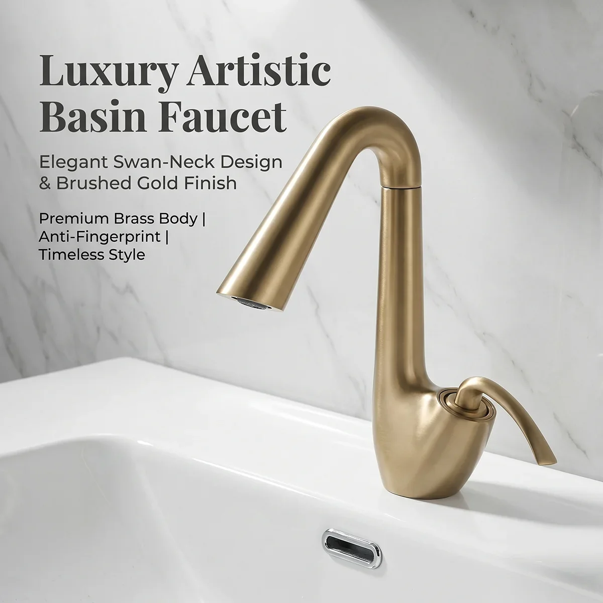 Brushed Gold Bathroom Faucet, Solid Brass Modern Single Handle Basin Mixer Tap, Deck Mount Hot Cold Water Lavatory Faucet for Ba
Brushed Gold Bathroom Faucet, Solid Brass Modern Single Handle Basin Mixer Tap, Deck Mount Hot Cold Water Lavatory Faucet for Ba