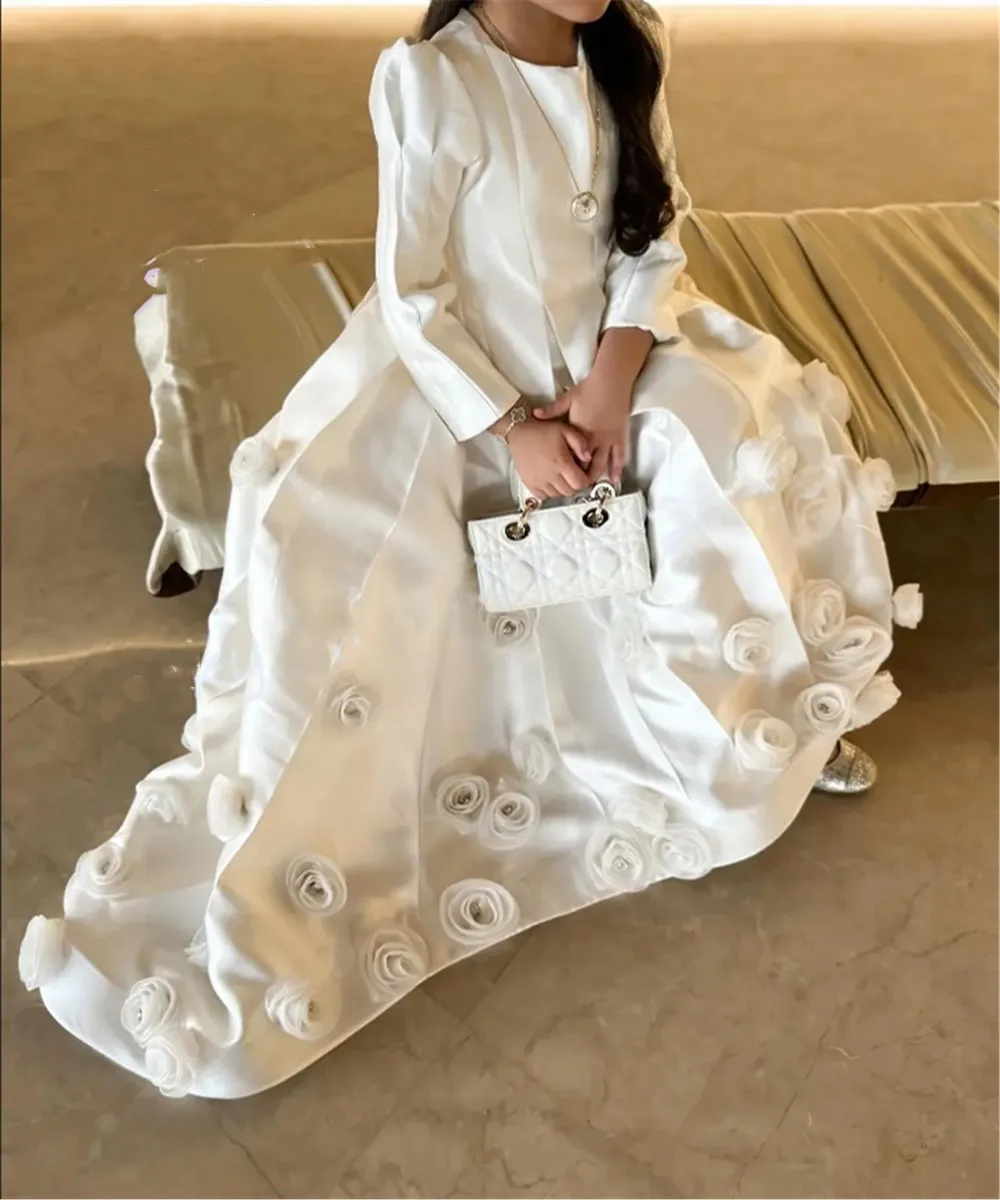 A-Line Flower Girl Wedding Dress Princess Party Dress Elegant Full Sleeve Flowers Satin Dress First Communion Gown Customized
A-Line Flower Girl Wedding Dress Princess Party Dress Elegant Full Sleeve Flowers Satin Dress First Communion Gown Customized