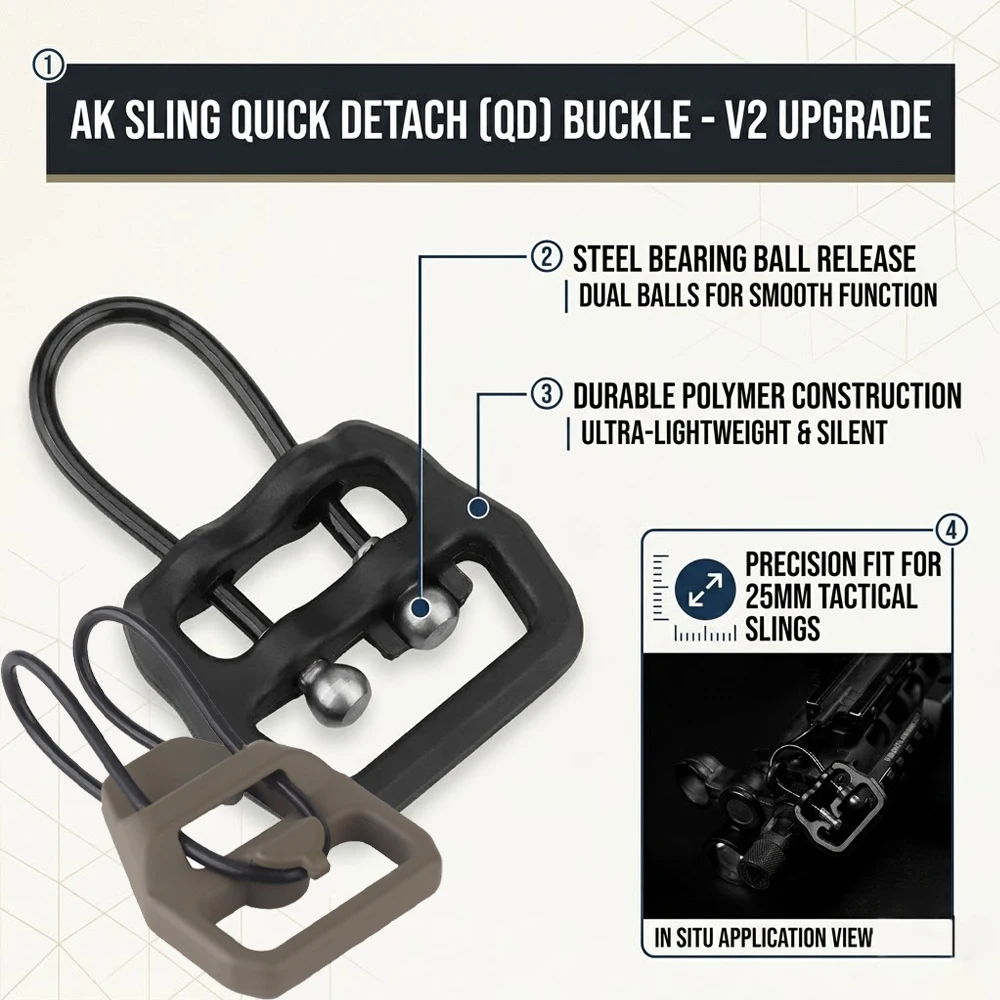 Tactical AK Sling Quick Detach QD Buckle 25mm Webbing Connector V2 Dual Steel Ball Release For RifleAirsoftPaintball Accessories
Tactical AK Sling Quick Detach QD Buckle 25mm Webbing Connector V2 Dual Steel Ball Release For RifleAirsoftPaintball Accessories